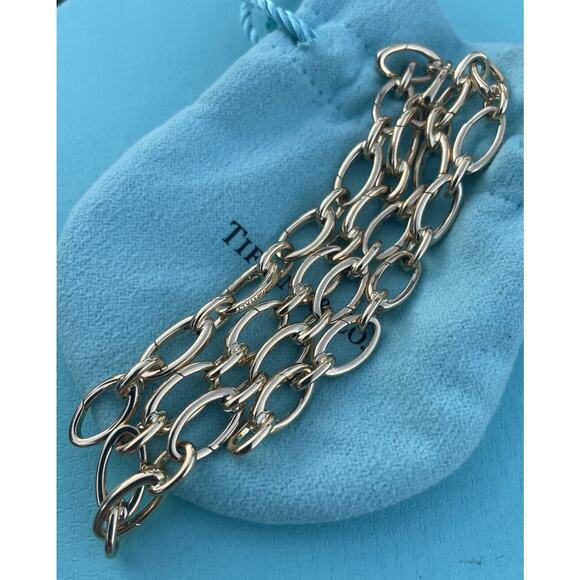 Tiffany & Co. 18K Gold 27 Clasping Links Necklace Choker 4 Charms 15.3” Pristine - Picture 16 of 16